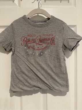 Polo Ralph Lauren Reversible Toddler T Shirt Gray Graphic & Striped Tee 2T
